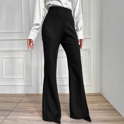 High-Waist Bootcut Trousers with Front Seam Detail