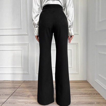 High-Waist Bootcut Trousers with Front Seam Detail