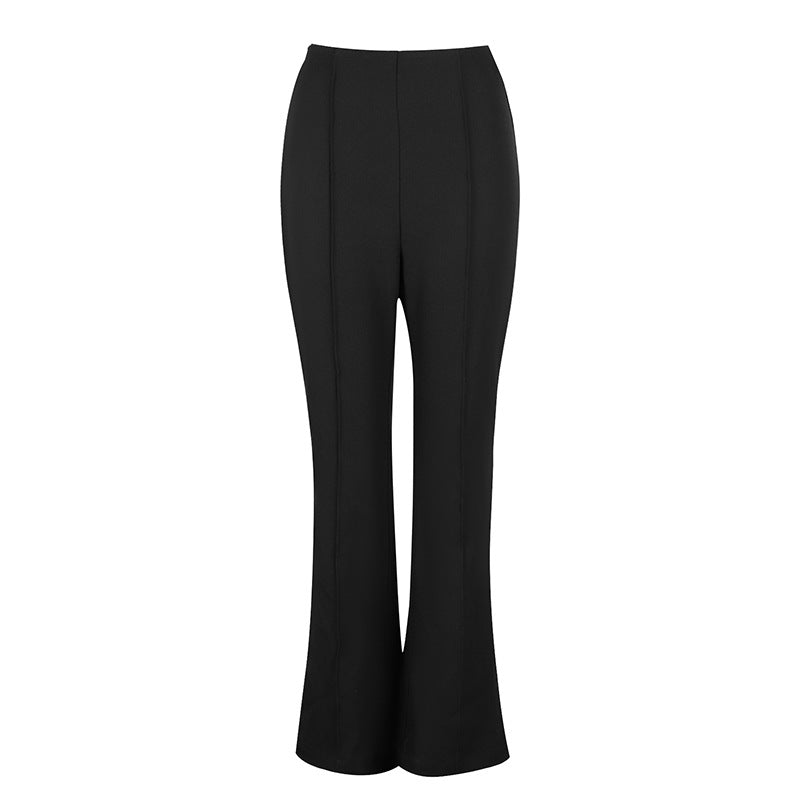 High-Waist Bootcut Trousers with Front Seam Detail