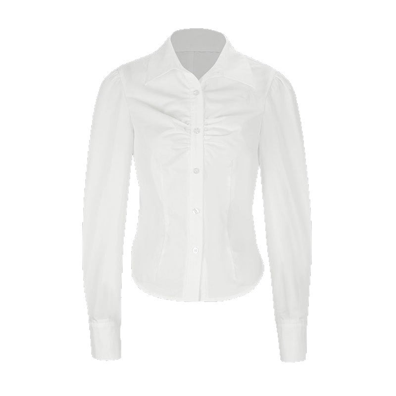 Slim Fit Long Sleeve Shirt with Ruched Front Detailing