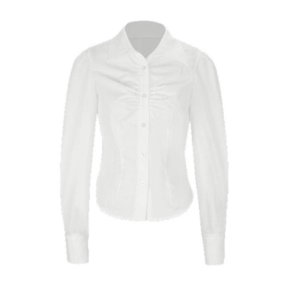 Slim Fit Long Sleeve Shirt with Ruched Front Detailing