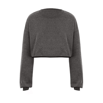 Loose Fit Cropped Sweatshirt with Round Neck