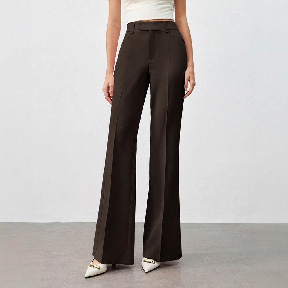 High-Waisted Straight-Leg Trousers with Front Crease