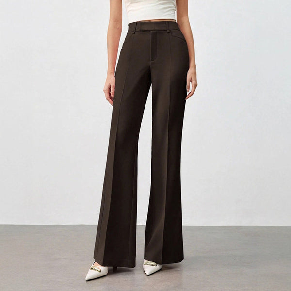 High-Waisted Straight-Leg Trousers with Front Crease