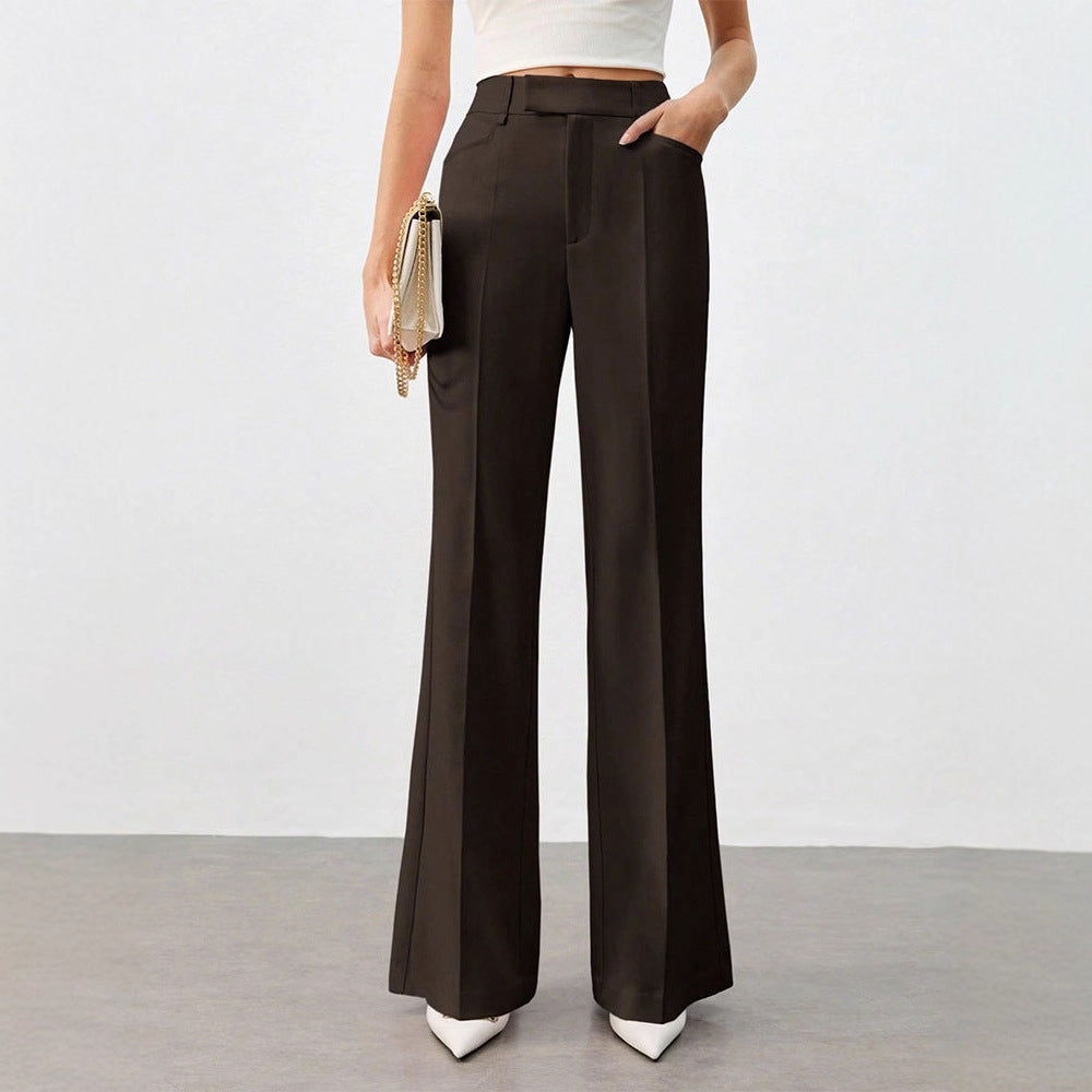 High-Waisted Straight-Leg Trousers with Front Crease