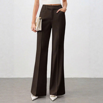 High-Waisted Straight-Leg Trousers with Front Crease