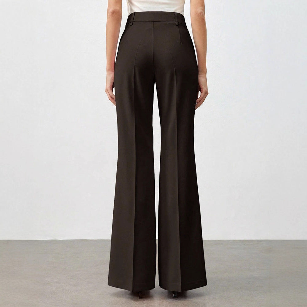 High-Waisted Straight-Leg Trousers with Front Crease