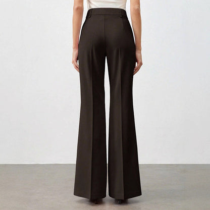High-Waisted Straight-Leg Trousers with Front Crease