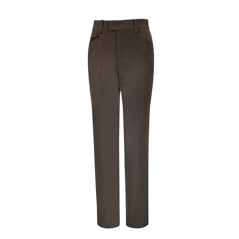 High-Waisted Straight-Leg Trousers with Front Crease