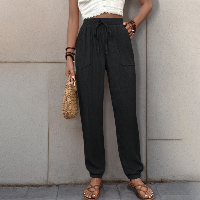 Loose Fit Jogger Trousers with Drawstring and Elastic Cuffs