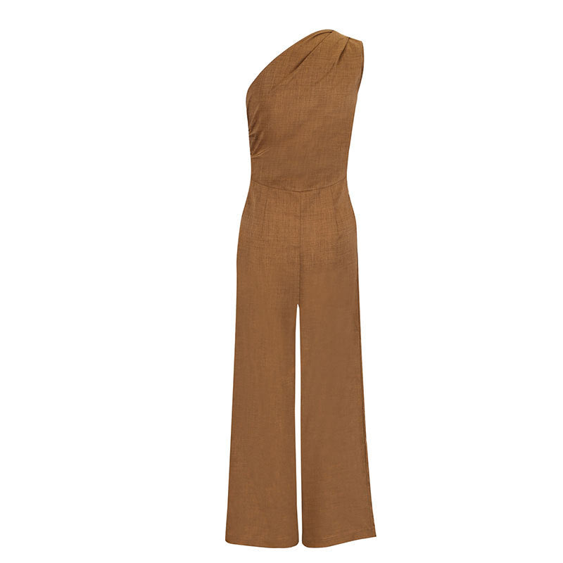 One-Shoulder Wide-Leg Jumpsuit with High Waist