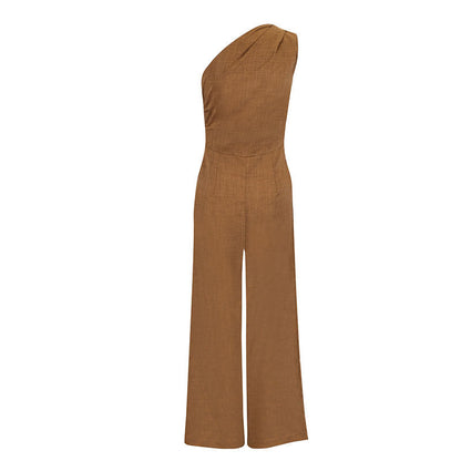One-Shoulder Wide-Leg Jumpsuit with High Waist