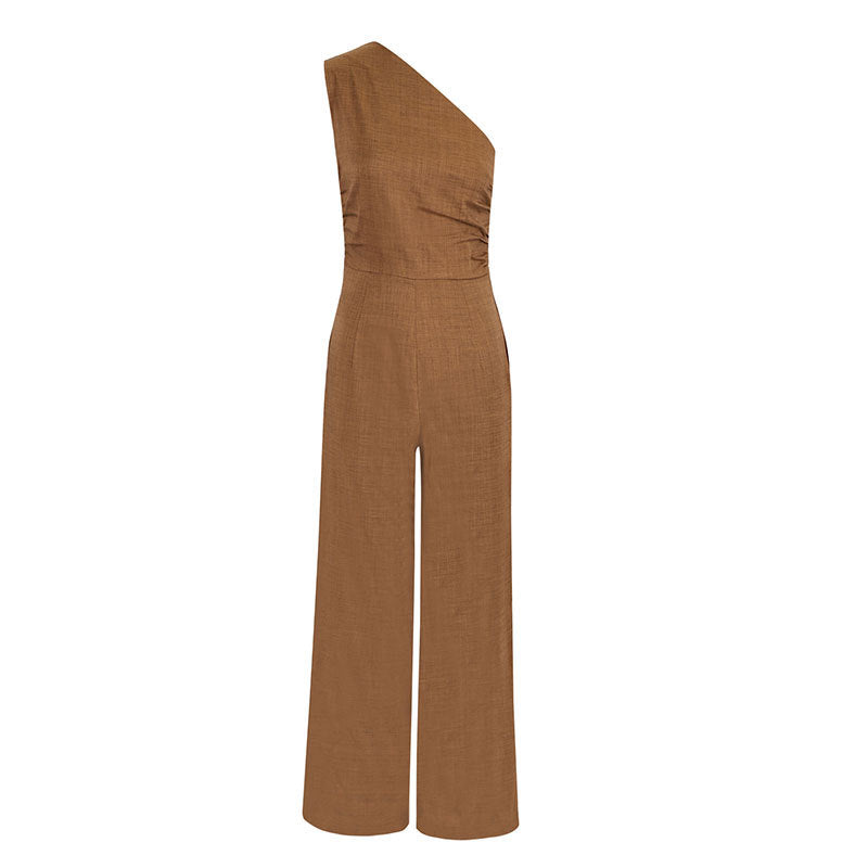 One-Shoulder Wide-Leg Jumpsuit with High Waist