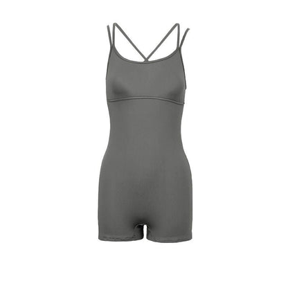 Bodycon Short Romper with High Waist and Double Straps