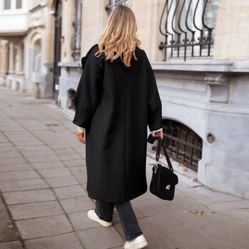 Loose Fit Longline Overcoat with Notched Lapel