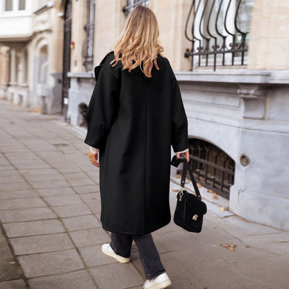 Loose Fit Longline Overcoat with Notched Lapel