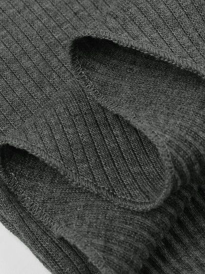Bodycon Ribbed Knit Pullover with Slant Collar and Irregular Hem
