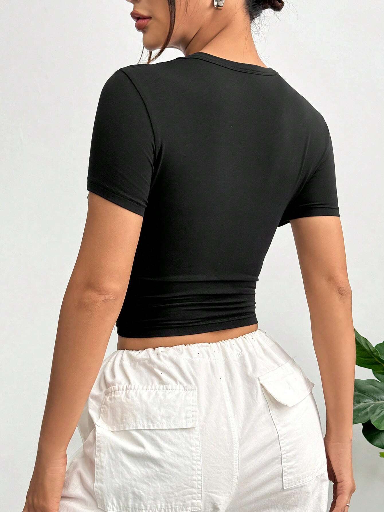 Bodycon Cropped Top with Chest and Waist Cut-Outs