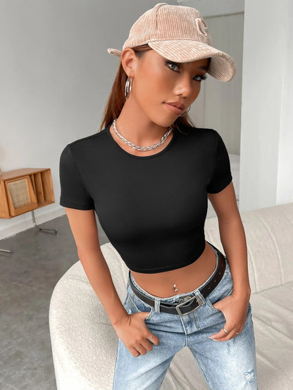 Ribbed Knit Crop Top with Backless Lace-Up Detail