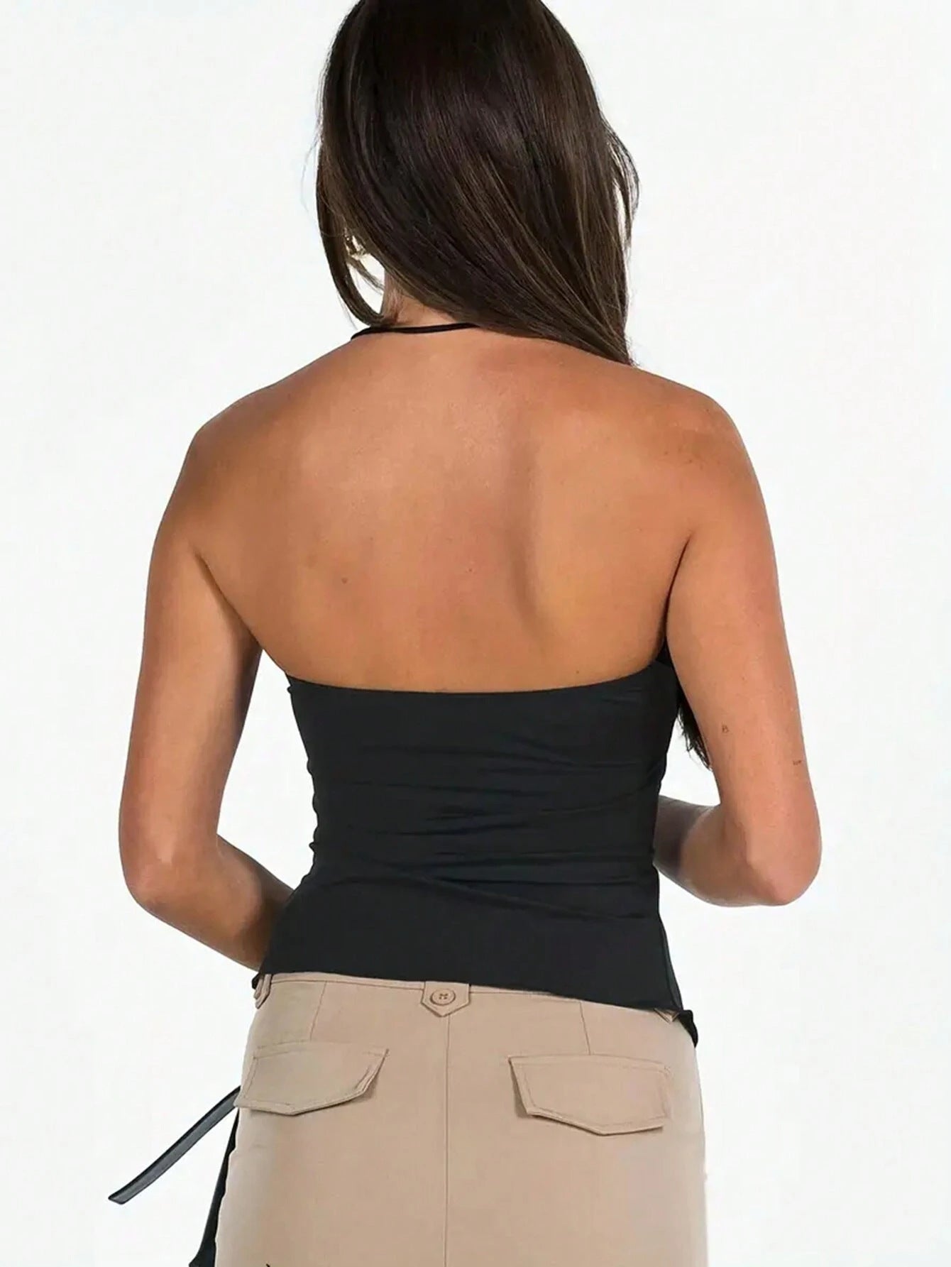 Asymmetrical Tube Top with Ruched Drawstring Detail