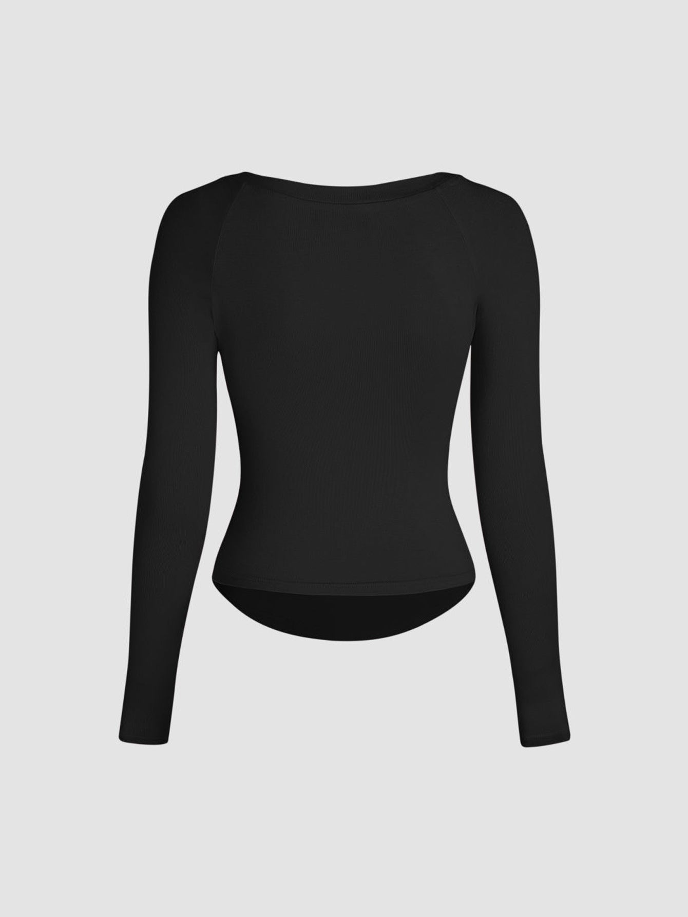 Slim Fit Long Sleeve Raglan Top with Curved Hem