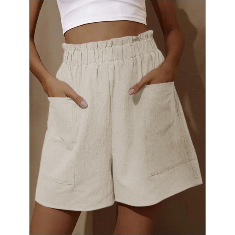 Wide-Leg High-Waist Shorts with Large Patch Pockets