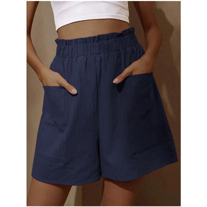 Wide-Leg High-Waist Shorts with Large Patch Pockets
