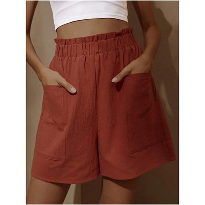 Wide-Leg High-Waist Shorts with Large Patch Pockets