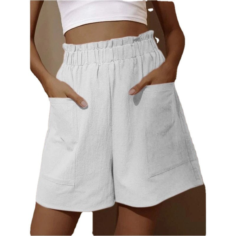 Wide-Leg High-Waist Shorts with Large Patch Pockets