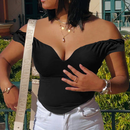 Bodycon Off-Shoulder Crop Top with Sweetheart Neckline
