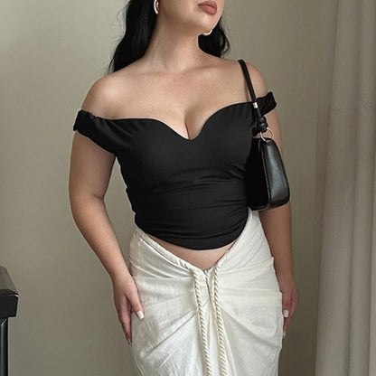 Bodycon Off-Shoulder Crop Top with Sweetheart Neckline