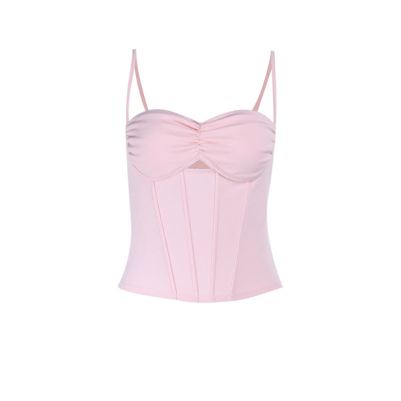 Bodycon Mesh Corset Top with Sweetheart Neckline and Front Cutout