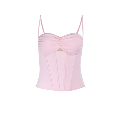 Bodycon Mesh Corset Top with Sweetheart Neckline and Front Cutout