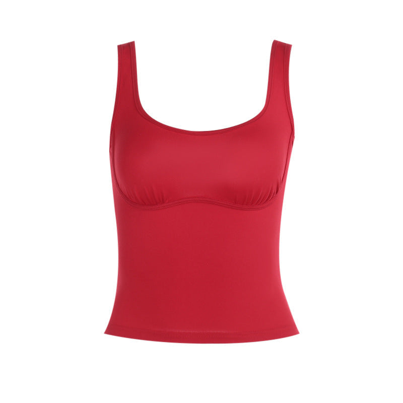 Slim Fit Scoop Neck Crop Top with Underbust Seaming