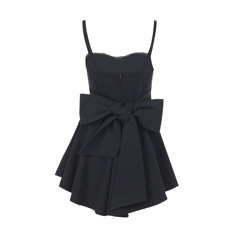 Fit and Flare Mini Dress with Corset Bodice and Back Bow