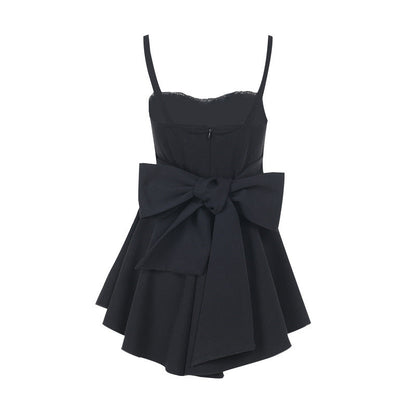 Fit and Flare Mini Dress with Corset Bodice and Back Bow