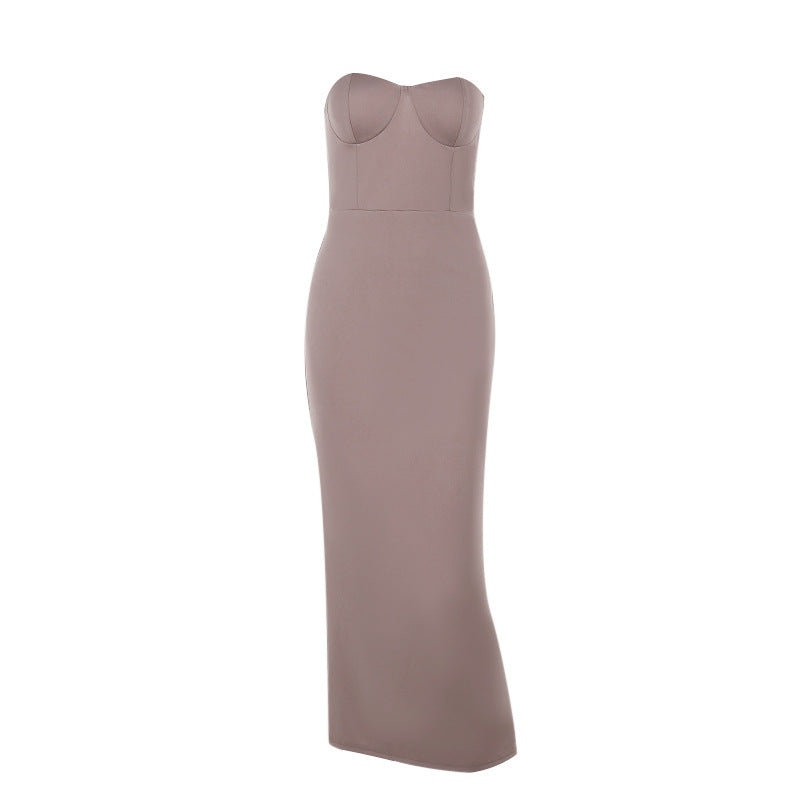 Strapless Bodycon Maxi Dress with Bustier Bodice