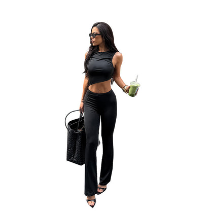 Bodycon Sleeveless Jumpsuit with Asymmetrical Cutout Waist