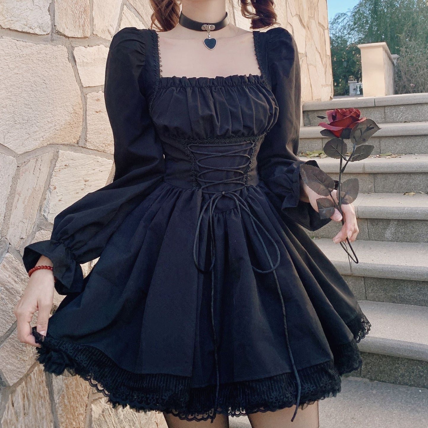 Puff Sleeve Lace Princess Dress Elegant Sweet