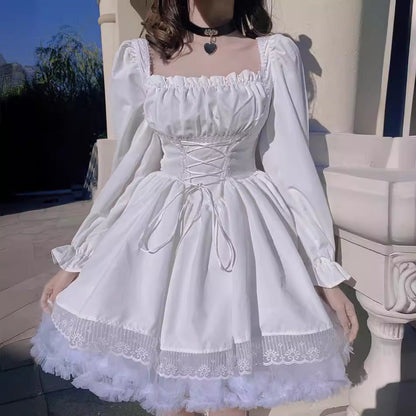 Puff Sleeve Lace Princess Dress Elegant Sweet