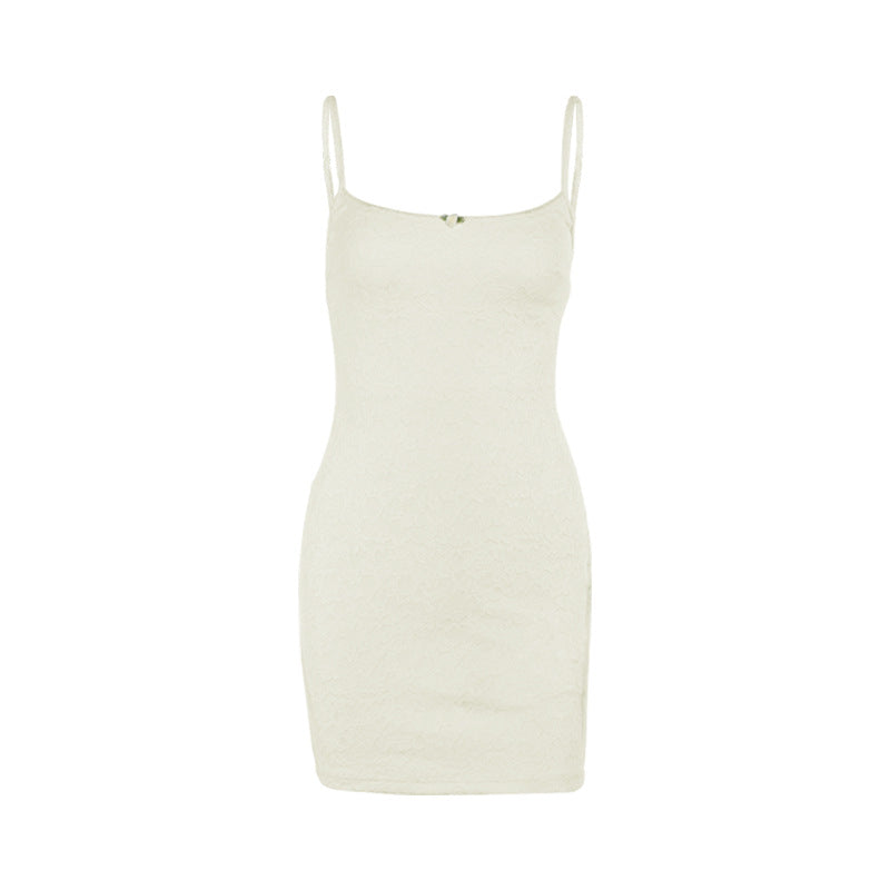 Lace Bodycon Mini Dress with Spaghetti Straps and Scoop Neck