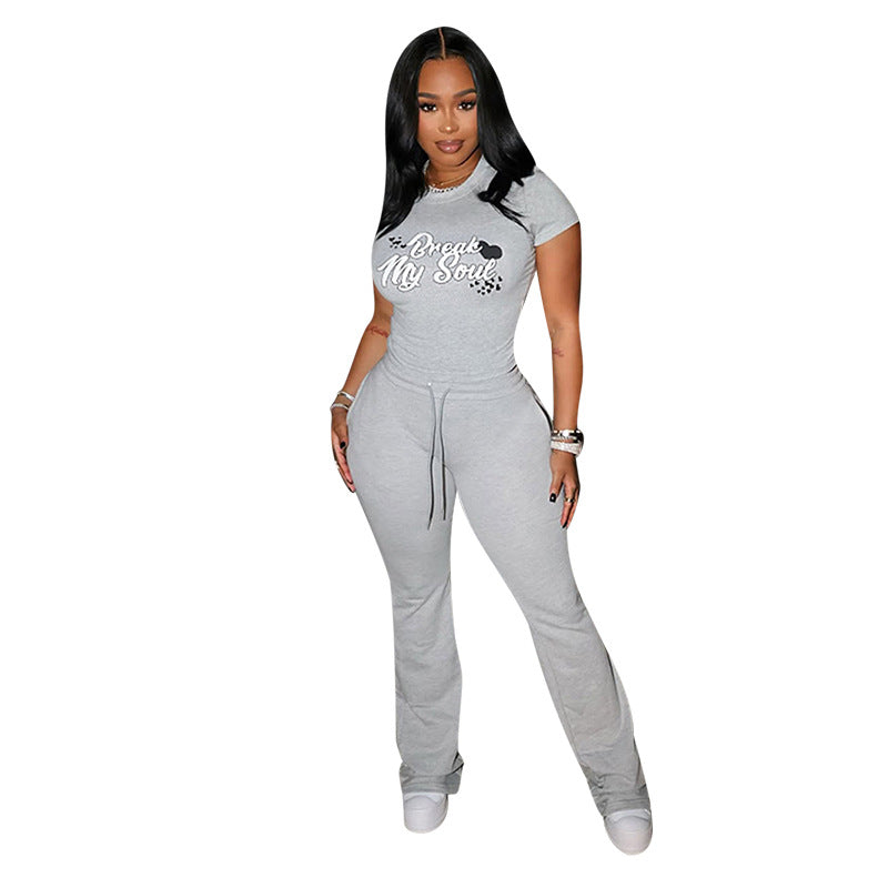 Two-Piece Solid Color Vest Trousers Set Black/Grey