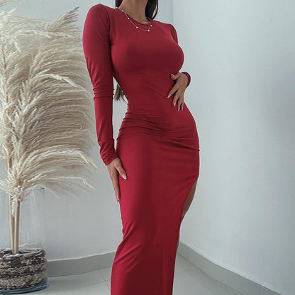 Bodycon Maxi Dress with Backless Tie and Side Slit