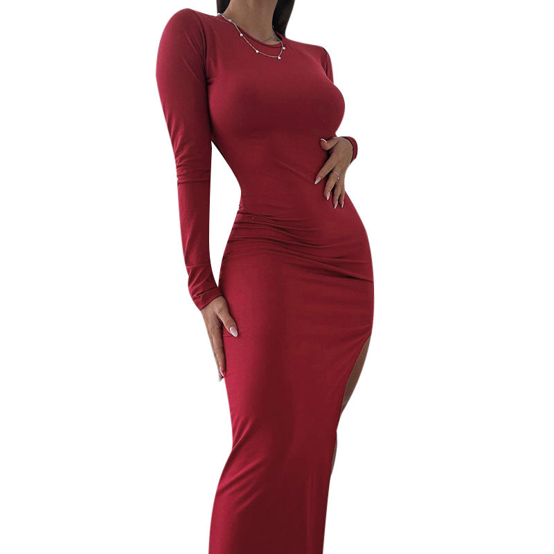 Bodycon Maxi Dress with Backless Tie and Side Slit