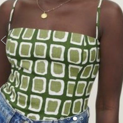 Geometric Print Cropped Camisole with Square Neckline