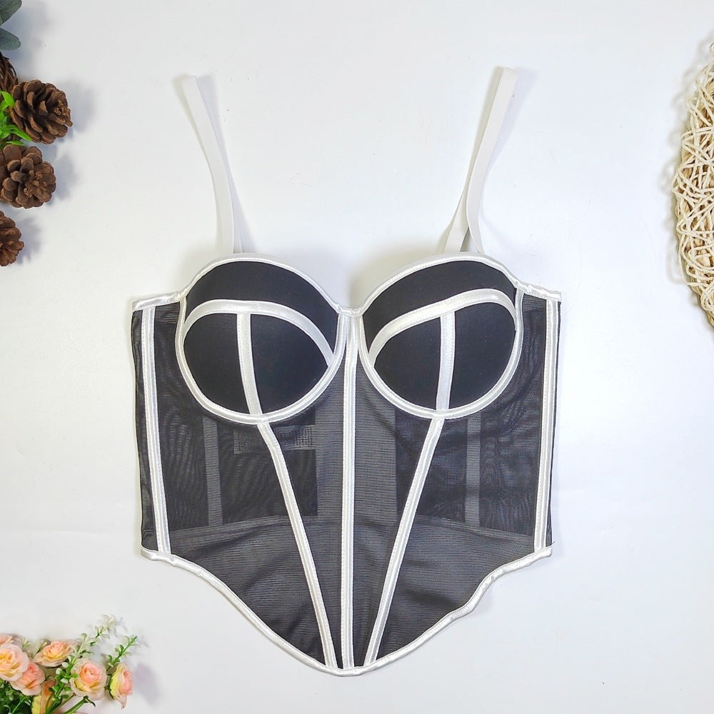Sweetheart Corset Top with Fishbone Boning and Detachable Straps