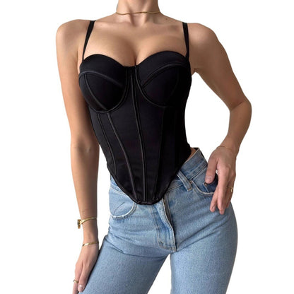 Sweetheart Corset Top with Fishbone Boning and Detachable Straps