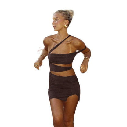 Bodycon Mini Dress with Asymmetrical Cut-Outs and Side Slit