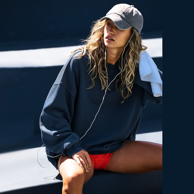 Oversized Crewneck Sweatshirt with Drop Shoulder and Ribbed Trim