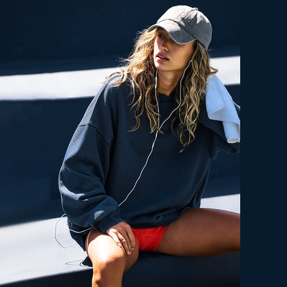Oversized Crewneck Sweatshirt with Drop Shoulder and Ribbed Trim